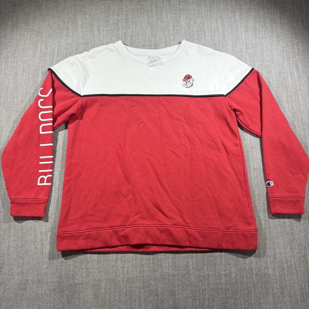Georgia Bulldogs Sweatshirt Womens Medium Red White NCAA Football Champion